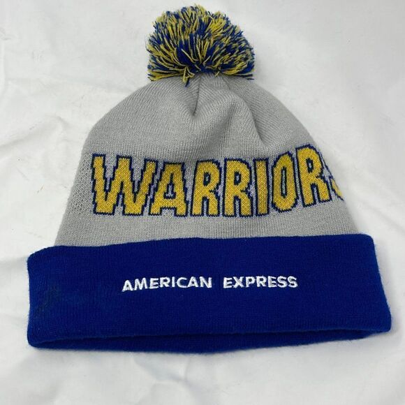 Golden State Warriors Pom Pom gray blue beanie MENS - Picture 7 of 10